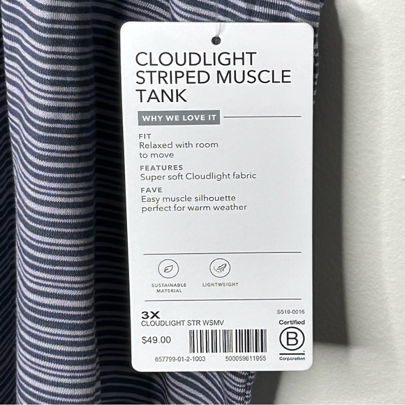 Athleta Women’s Cloudlight Stripe Muscle Tank Top Plus Size 3x Purple/blue Gym - Picture 4 of 9